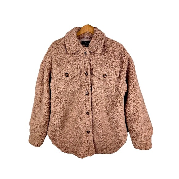 NWOT Women’s Size L Brown Teddy Collar Button Jacket CoffeeShop NY - Picture 1 of 4